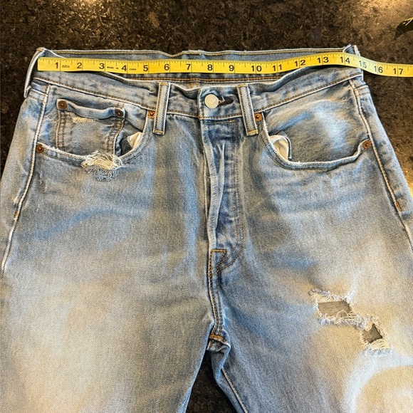 Levis 501 CT Blue Jeans Unisex 29x30 Distressed Tapered Thrashed 100% Cotton 90s - Picture 10 of 15